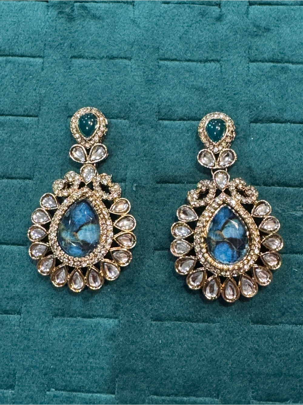 Blue Teardrop Statement Earrings Like New